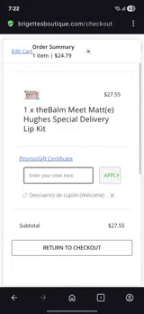 Brigette's Boutique coupon verification screenshot