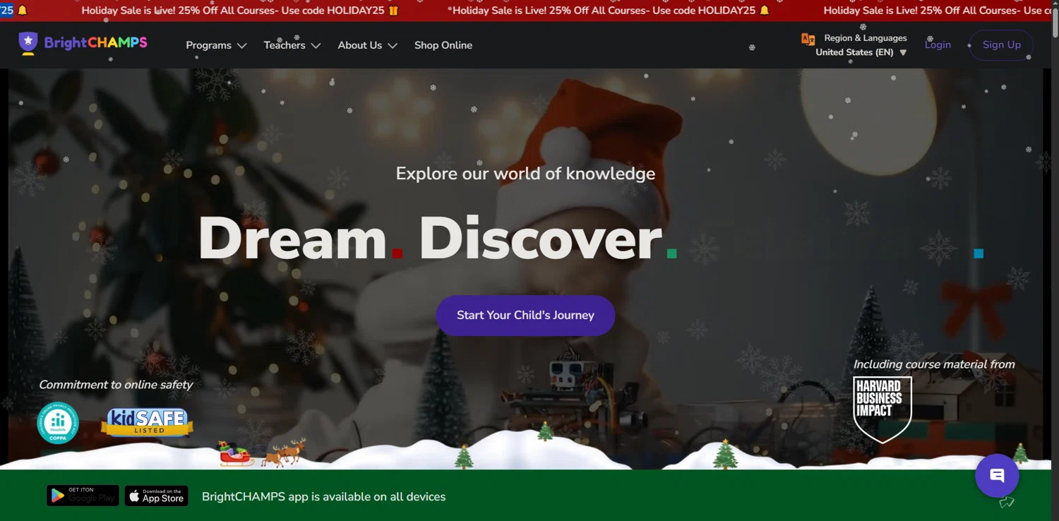BrightChamps promo code screenshot showing code Holiday25 applied at BrightChamps checkout page. Uploaded by SimplyCodes community member CodeRanger4147 on Dec 29, 2025
