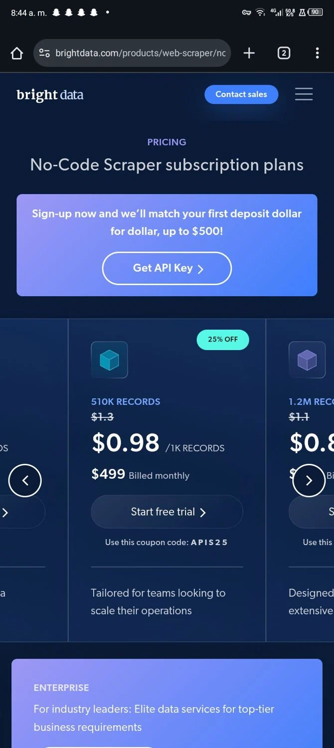 Bright Data coupon code screenshot showing code APIS25 applied at Bright Data checkout page. Uploaded by SimplyCodes community member Sasuk3 on Nov 12, 2025