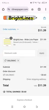 SALOMAC coupon verification screenshot