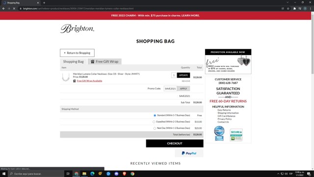 Brighton checkout page showing Brighton discount code box | Screenshot taken by SimplyCodes community member on Jan 1, 2022