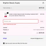 Brighton Beauty Supply coupon verification screenshot