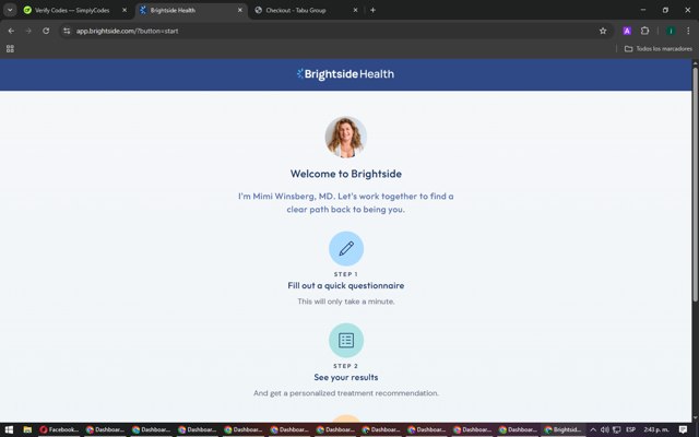 Brightside Health checkout page showing Brightside Health promo code box | Screenshot taken by SimplyCodes community member on Mar 11, 2025