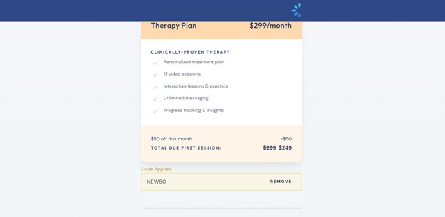 Brightside Health checkout page showing Brightside Health promo code box | Screenshot taken by SimplyCodes community member on Dec 8, 2024