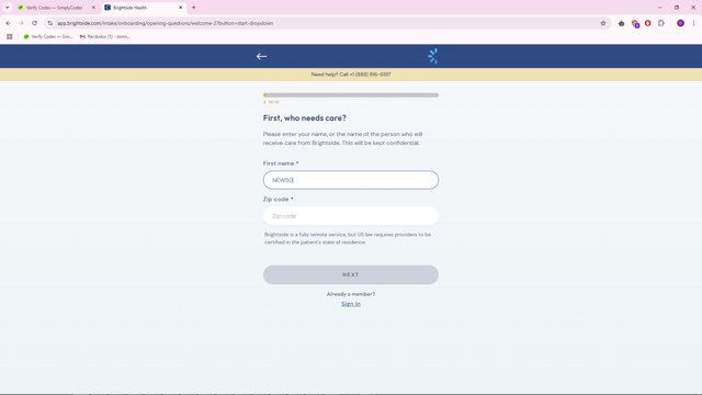 Brightside Health checkout page showing Brightside Health promo code box | Screenshot taken by SimplyCodes community member on Feb 4, 2025
