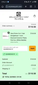 QUANESHA15 coupon verification screenshot