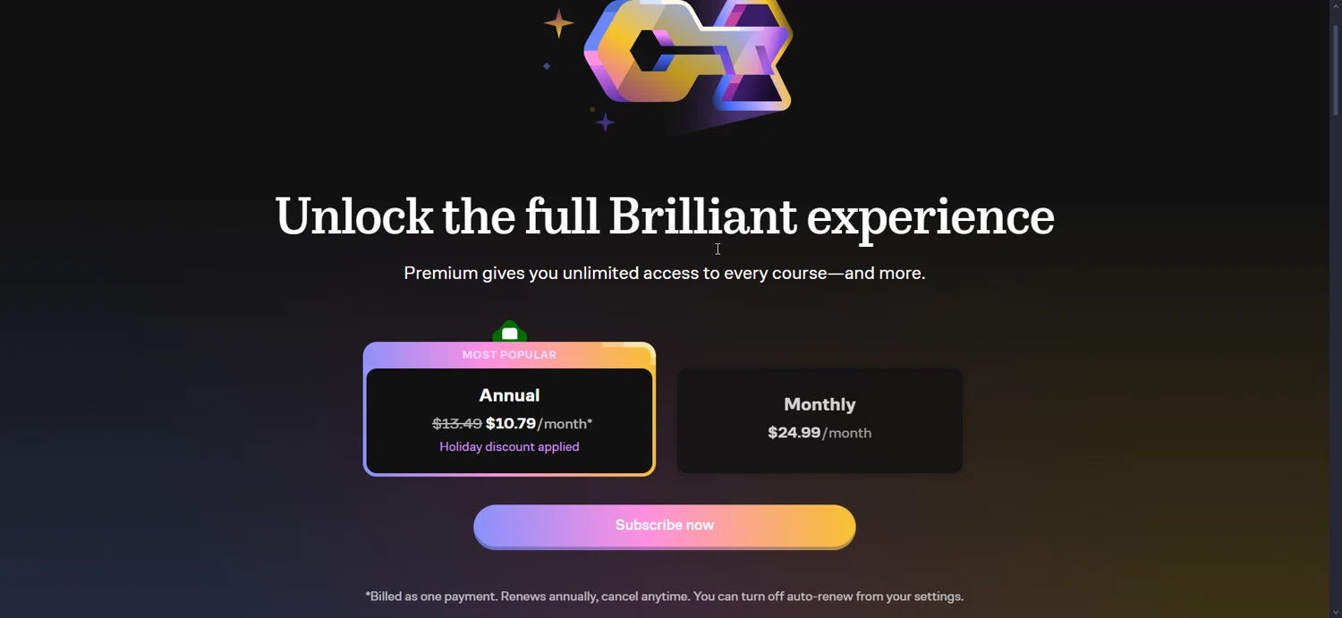 Brilliant discount code screenshot showing code 20%off applied at Brilliant checkout page. Uploaded by SimplyCodes community member KarlLM on Dec 22, 2025