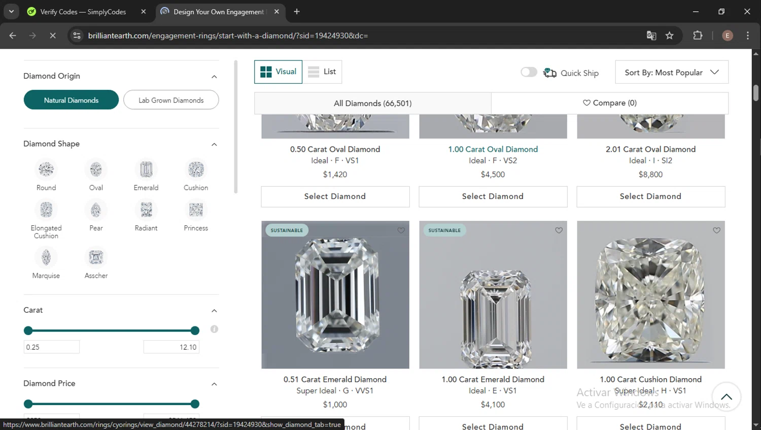 Brilliant Earth promo code screenshot showing code TENNIS applied at Brilliant Earth checkout page. Uploaded by SimplyCodes community member Esteban14 on Jun 6, 2025