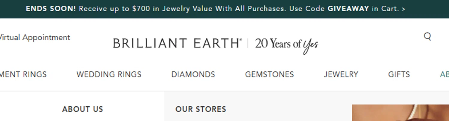 Brilliant Earth promo code screenshot showing code GIVEAWAY applied at Brilliant Earth checkout page. Uploaded by SimplyCodes community member aumentadax10 on Jul 17, 2025