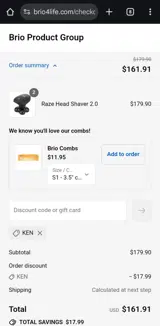 Brio Product Group coupon verification screenshot