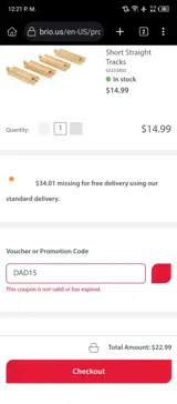 DAD15 coupon verification screenshot