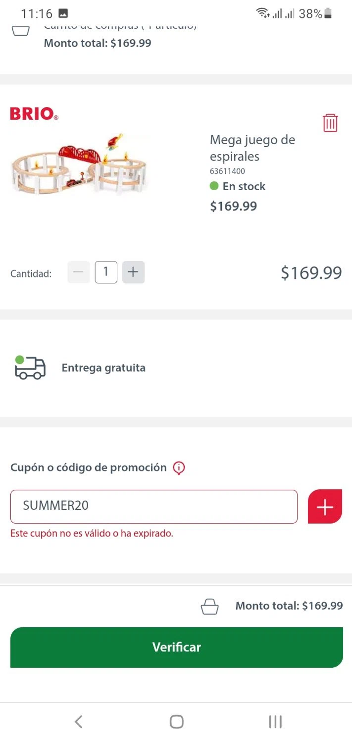 BRIO promo code screenshot showing code SUMMER20 applied at BRIO checkout page. Uploaded by SimplyCodes community member Menotii23 on Sep 4, 2025