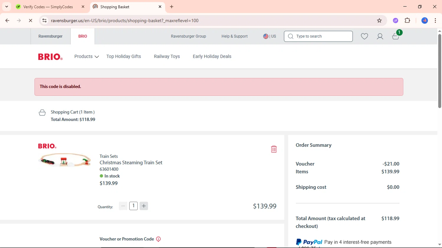 BRIO promo code screenshot showing code WELCOME15 applied at BRIO checkout page. Uploaded by SimplyCodes community member Avio_21 on Oct 29, 2025