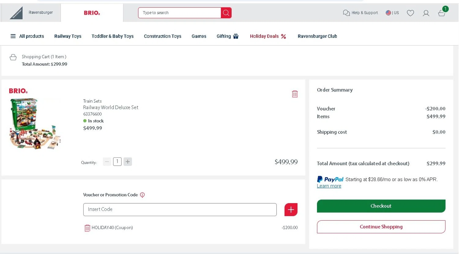 BRIO promo code screenshot showing code HOLIDAY40 applied at BRIO checkout page. Uploaded by SimplyCodes community member LAMINEJAMAL on Nov 26, 2025