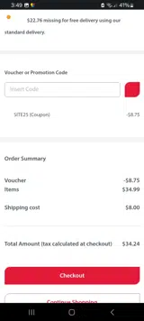 SITE25 coupon verification screenshot