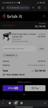BRISKIT50 coupon verification screenshot