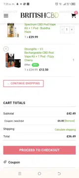 NEW2CBD coupon verification screenshot