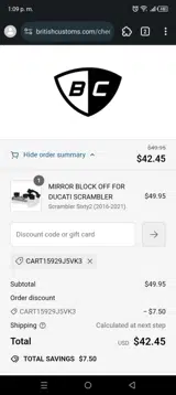 British Customs coupon verification screenshot