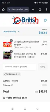 KIPLING15 coupon verification screenshot