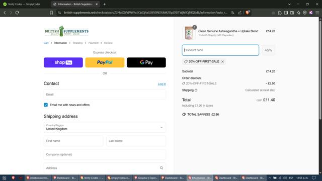 British Supplements checkout page showing British Supplements discount code box | Screenshot taken by SimplyCodes community member on Apr 11, 2025