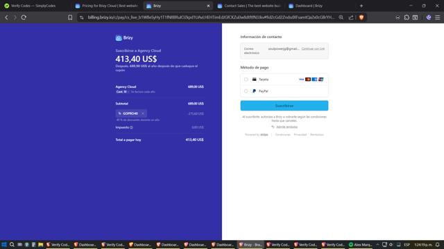 Brizy checkout page showing Brizy coupon code box | Screenshot taken by SimplyCodes community member on Sep 11, 2025