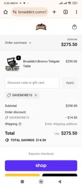 BROADDICT coupon verification screenshot