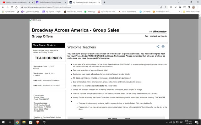 Broadway.com checkout page showing Broadway.com promo code box | Screenshot taken by SimplyCodes community member on May 1, 2023