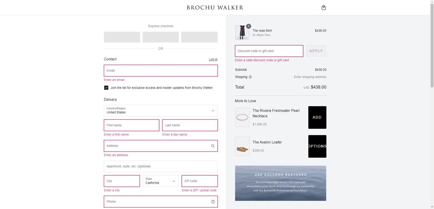 Brochu Walker discount code screenshot showing code SUNNY applied at Brochu Walker checkout page. Uploaded by SimplyCodes community member CodeGuardian5312 on Aug 22, 2025