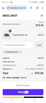 BROCN34JVQ coupon verification screenshot