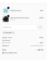 TAKE10OFF coupon verification screenshot