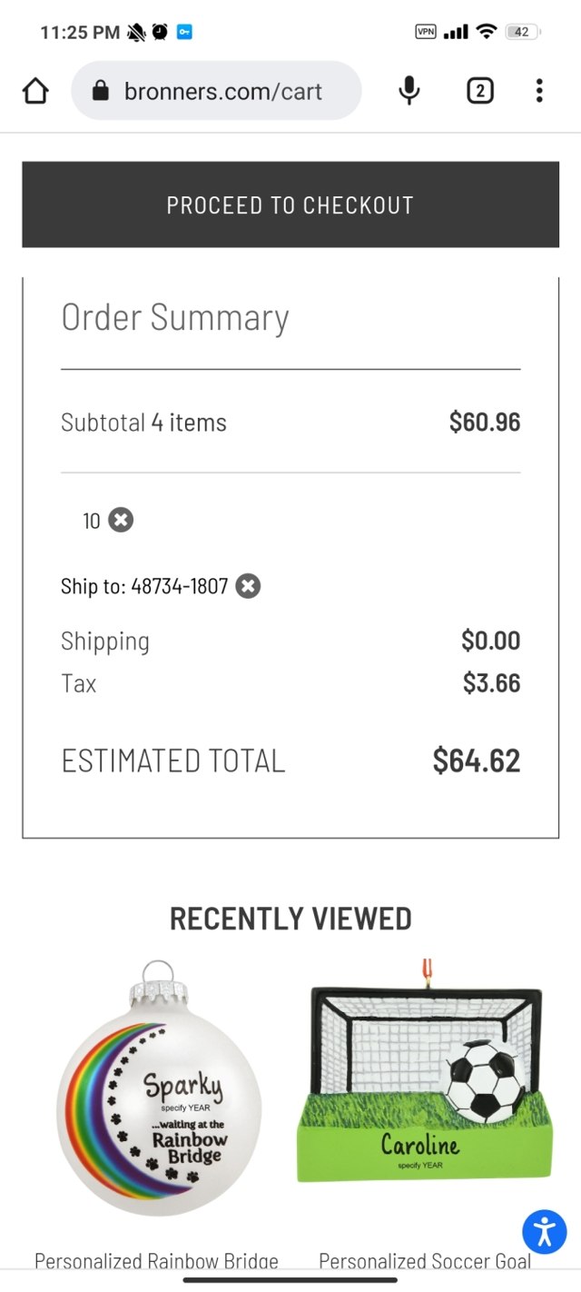Bronner's checkout page showing Bronner's promo code box | Screenshot taken by SimplyCodes community member on Nov 28, 2022
