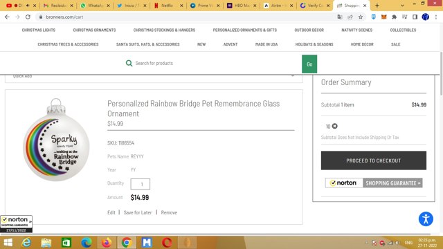 Bronner's checkout page showing Bronner's promo code box | Screenshot taken by SimplyCodes community member on Nov 27, 2022