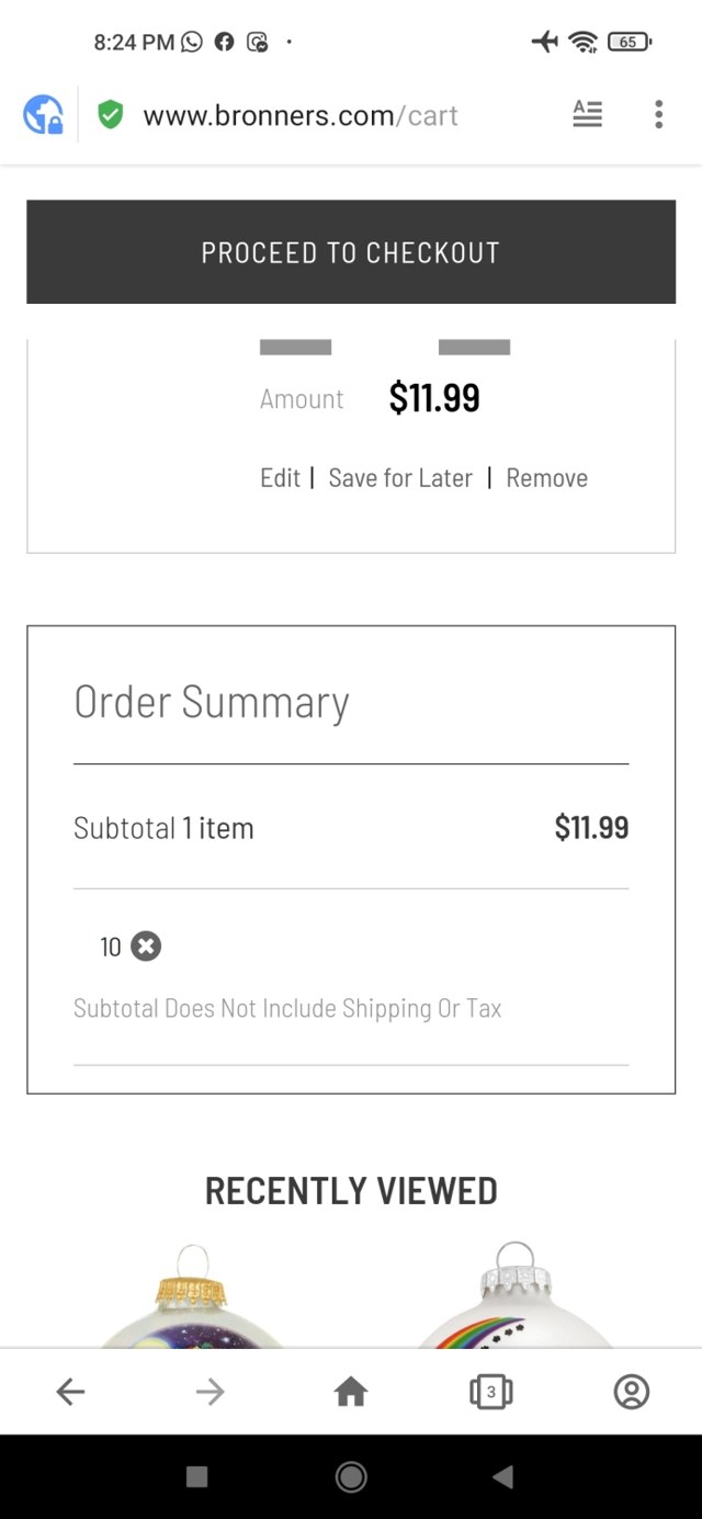 Bronner's checkout page showing Bronner's promo code box | Screenshot taken by SimplyCodes community member on Nov 26, 2022