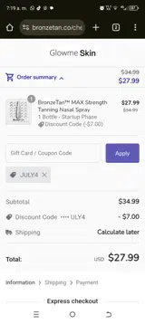 JULY4 coupon verification screenshot