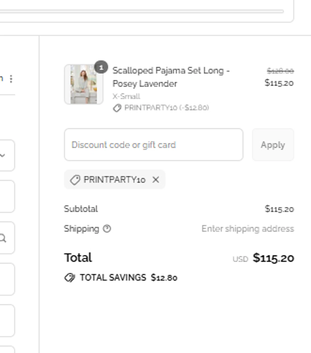 Brooks Avenue promo code screenshot showing code PRINTPARTY10 applied at Brooks Avenue checkout page. Uploaded by SimplyCodes community member kakashi209 on Aug 11, 2025