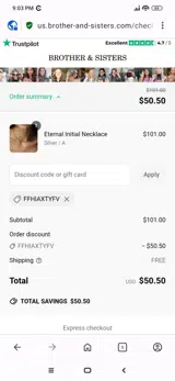 FFHIAXTYFV coupon verification screenshot
