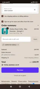 JUANCHO-DEALS coupon verification screenshot