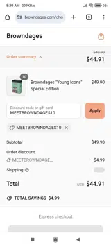 MEETBROWNDAGES10 coupon verification screenshot