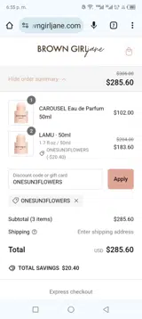 BROWN GIRL Jane coupon verification screenshot