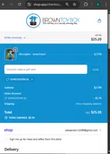 Brown Toy Box coupon verification screenshot