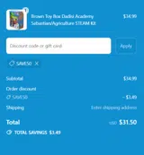 Brown Toy Box coupon verification screenshot