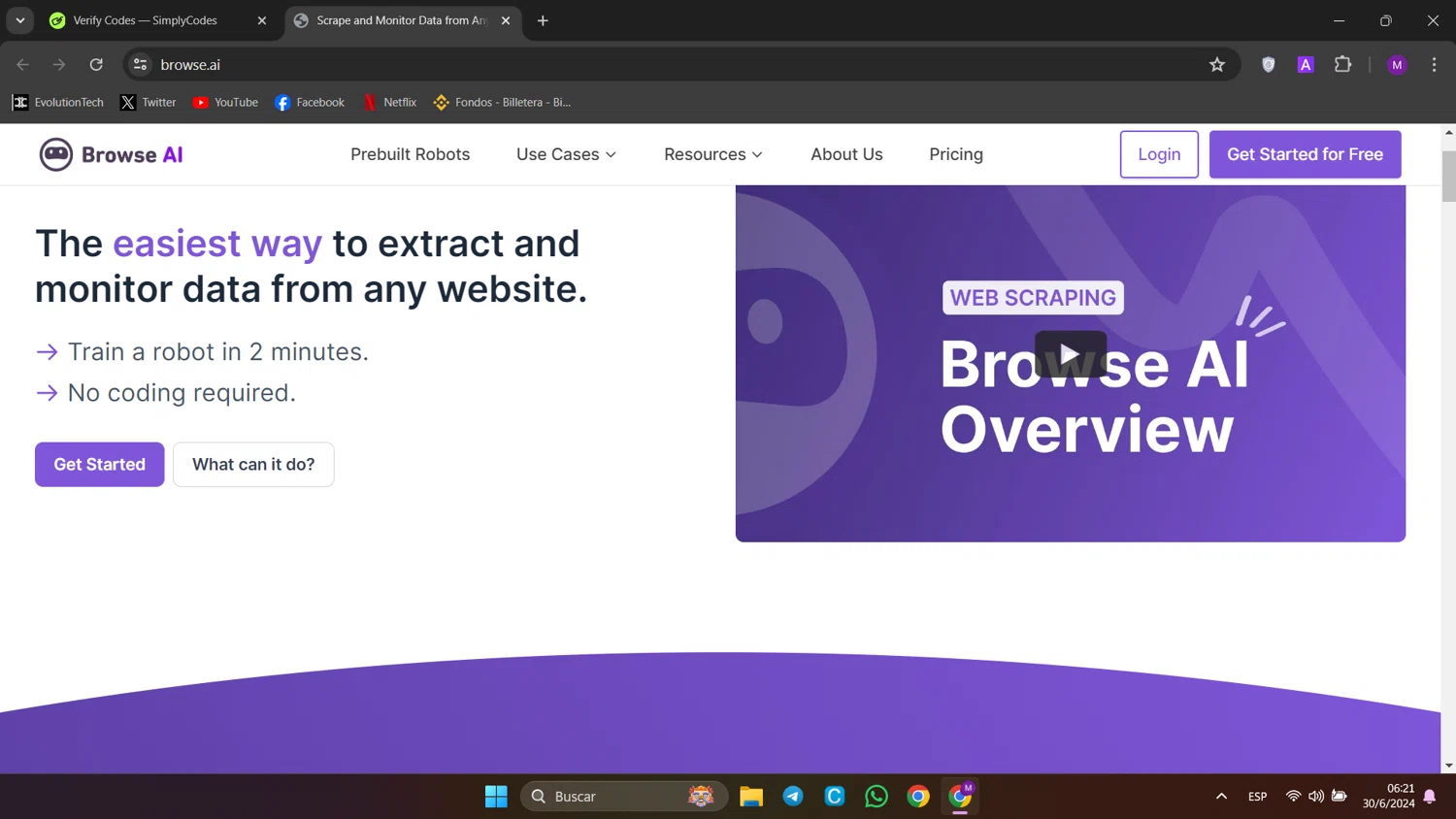 Browse AI checkout page showing Browse AI promo code box | Screenshot taken by SimplyCodes community member on Jun 30, 2024