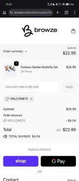 Browze coupon verification screenshot