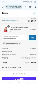 HOUSEOFKNAPPS coupon verification screenshot