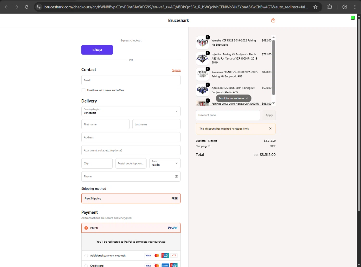 Bruce & Shark promo code screenshot showing code ADDE7 applied at Bruce & Shark checkout page. Uploaded by SimplyCodes community member megagei on Jan 30, 2026