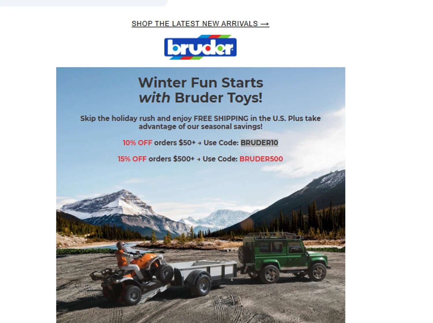 Bruder Toy Shop discount code screenshot showing code BRUDER500 applied at Bruder Toy Shop checkout page. Uploaded by SimplyCodes community member Aressss on Nov 20, 2025