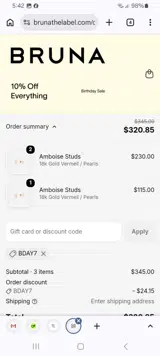 BRUNA coupon verification screenshot