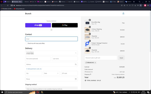 Brunch checkout page showing Brunch promo code box | Screenshot taken by SimplyCodes community member on Mar 18, 2024
