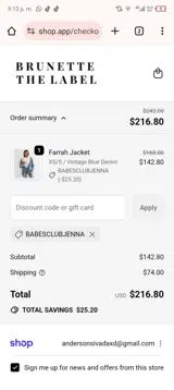 Brunette the Label coupon verification screenshot