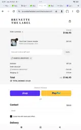 Brunette the Label coupon verification screenshot